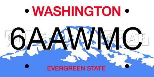 6AAWMC Washington License Plate