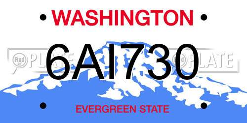 6AI730 Washington License Plate