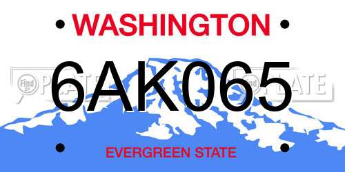 6AK065 Washington License Plate