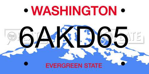 6AKD65 Washington License Plate