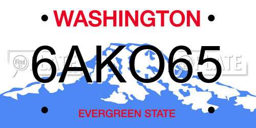 6AKO65 Washington License Plate