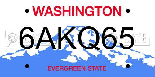 6AKQ65 Washington License Plate