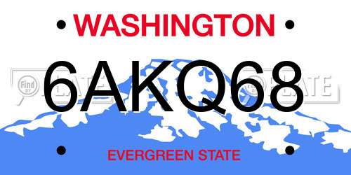 6AKQ68 Washington License Plate