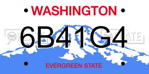 6B41G4 Washington License Plate