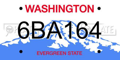 6BA164 Washington License Plate