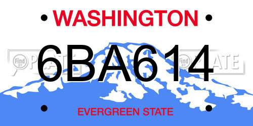 6BA614 Washington License Plate