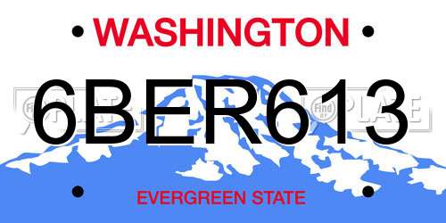 6BER613 Washington License Plate