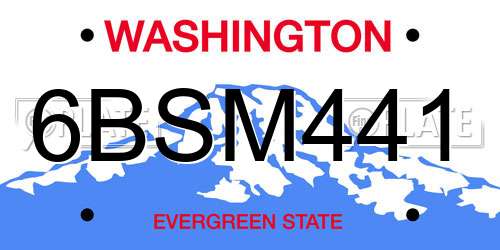 6BSM441 Washington License Plate