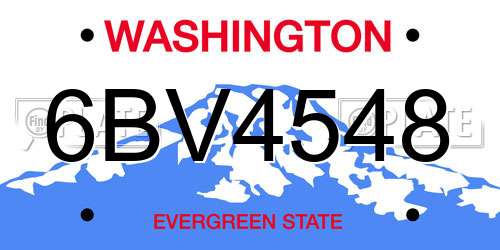 6BV4548 Washington License Plate