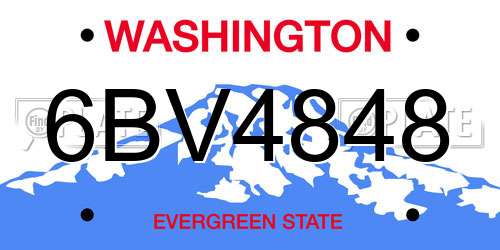 6BV4848 Washington License Plate