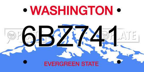 6BZ741 Washington License Plate