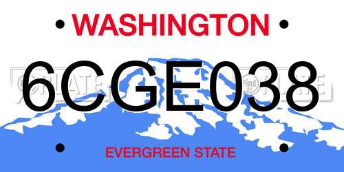 6CGE038 Washington License Plate