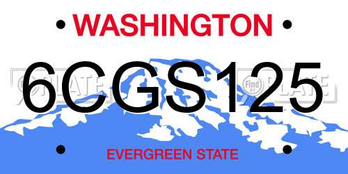 6CGS125 Washington License Plate