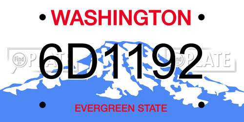 6D1192 Washington License Plate