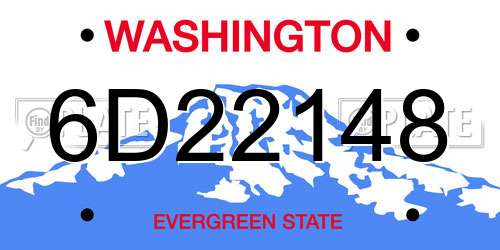 6D22148 Washington License Plate