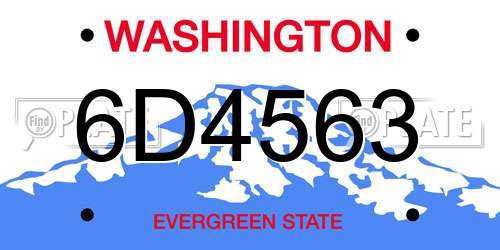 6D4563 Washington License Plate