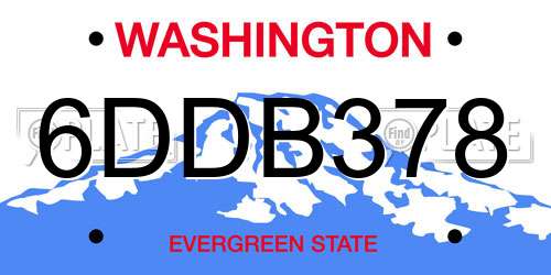 6DDB378 Washington License Plate