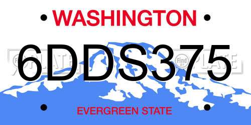 6DDS375 Washington License Plate