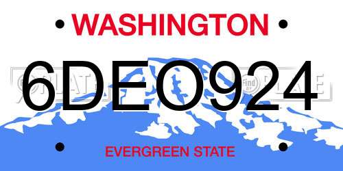 6DEO924 Washington License Plate