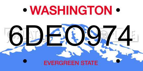 6DEO974 Washington License Plate