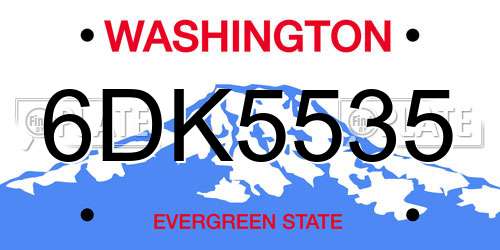 6DK5535 Washington License Plate