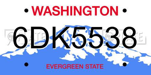 6DK5538 Washington License Plate