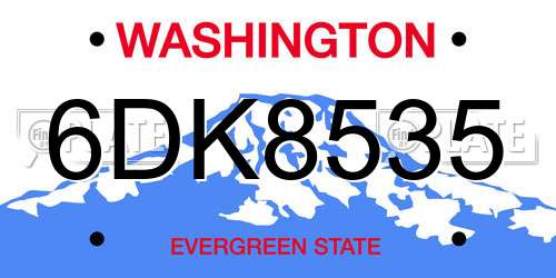6DK8535 Washington License Plate