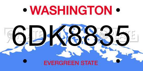 6DK8835 Washington License Plate