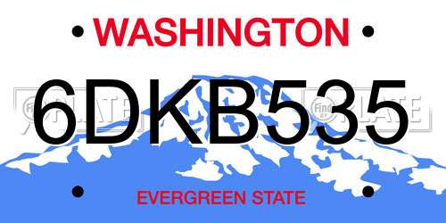 6DKB535 Washington License Plate
