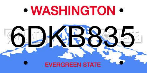 6DKB835 Washington License Plate