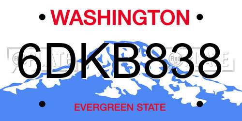 6DKB838 Washington License Plate