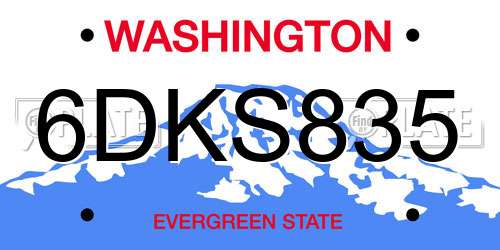 6DKS835 Washington License Plate