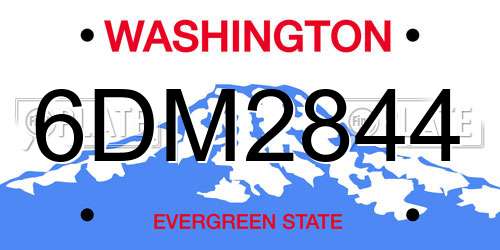 6DM2844 Washington License Plate