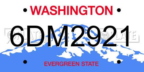 6DM2921 Washington License Plate