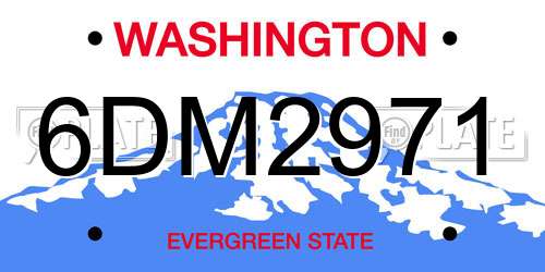6DM2971 Washington License Plate