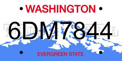 6DM7844 Washington License Plate