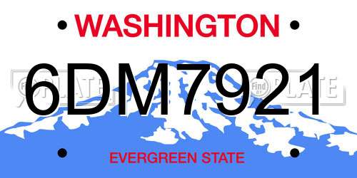 6DM7921 Washington License Plate
