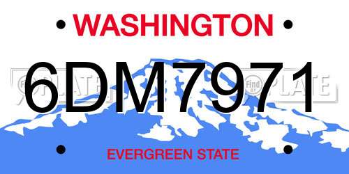 6DM7971 Washington License Plate