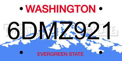 6DMZ921 Washington License Plate