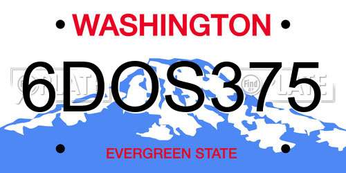 6DOS375 Washington License Plate