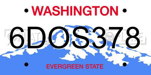 6DOS378 Washington License Plate