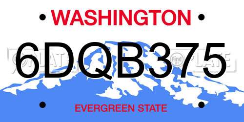 6DQB375 Washington License Plate