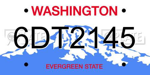 6DT2145 Washington License Plate