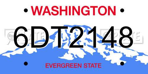 6DT2148 Washington License Plate