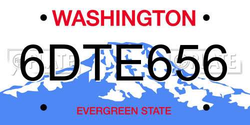 6DTE656 Washington License Plate