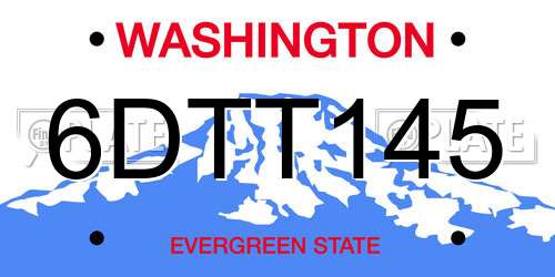 6DTT145 Washington License Plate