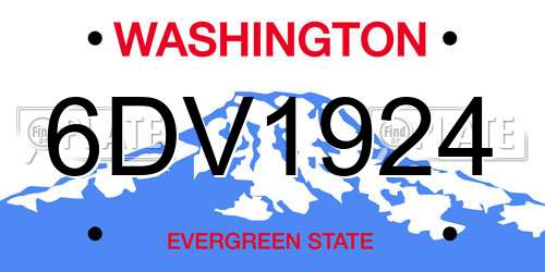 6DV1924 Washington License Plate