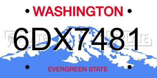 6DX7481 Washington License Plate