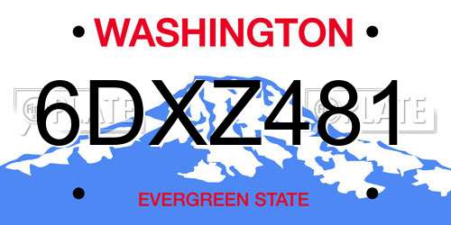 6DXZ481 Washington License Plate