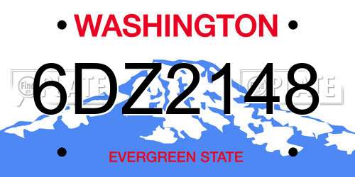 6DZ2148 Washington License Plate
